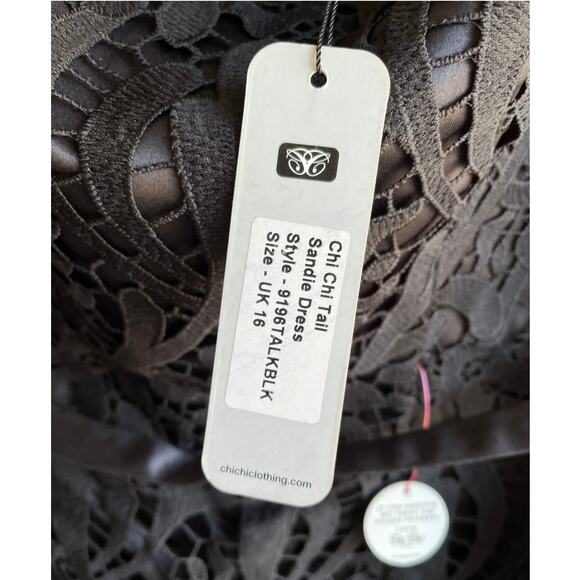 NWT Chi Chi London Black Lace Sandie Dress Whimsigoth Dark Romance Tall Sz12 $95 - Picture 8 of 16